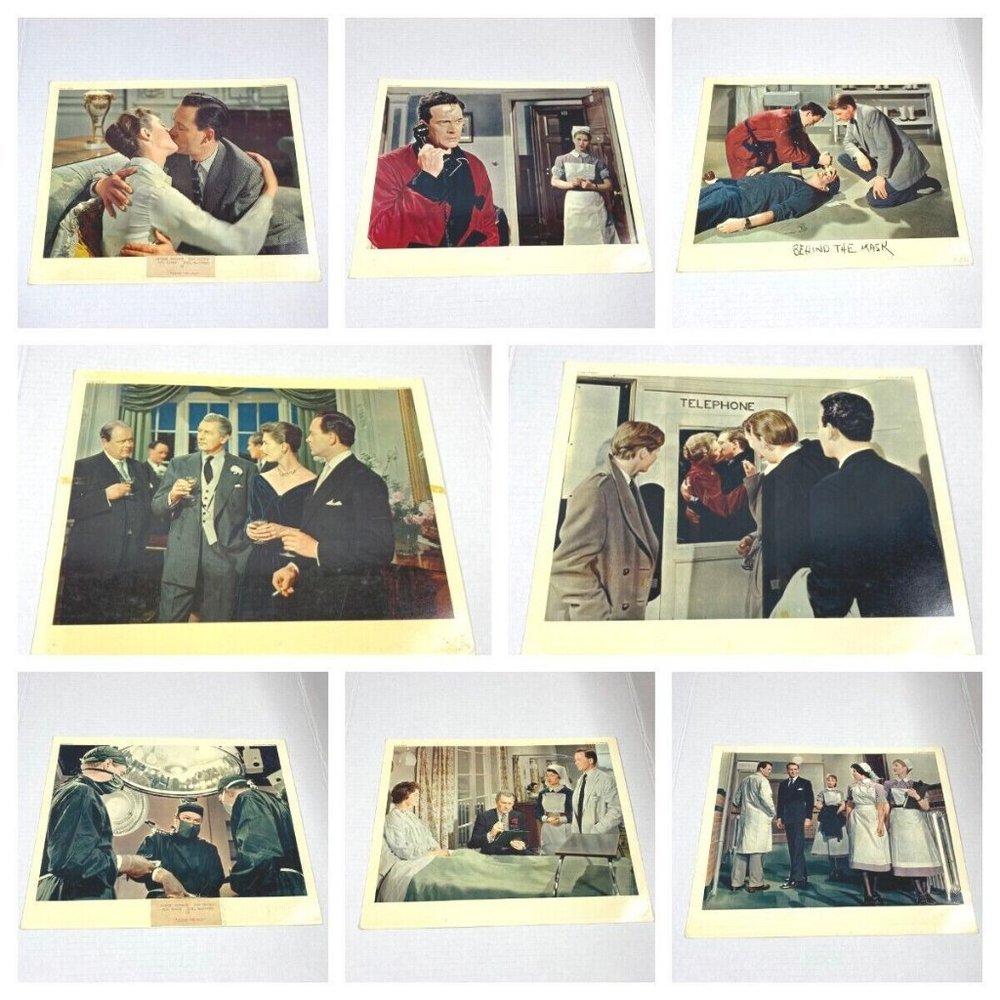 Set of 8‎ Behind The Mask 1958 Lobby Card Movie Poster Michael Redgrave British